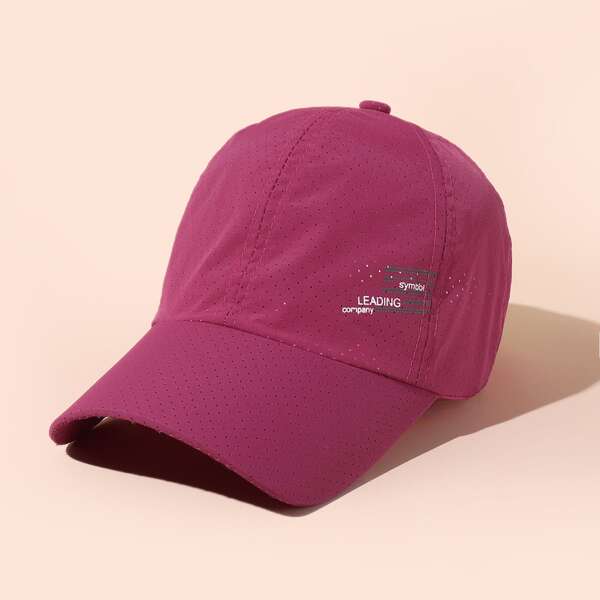 

Men Letter Graphic Breathable Baseball Cap, Red violet
