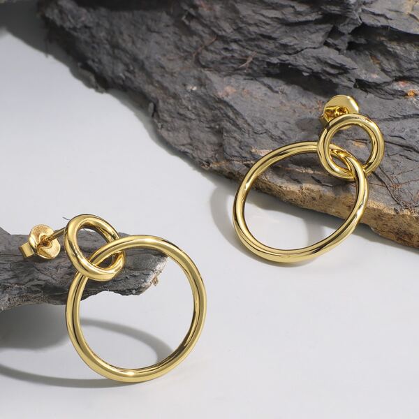 

Gold Plated Link Round Drop Earrings