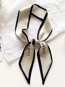 1pc Ladies' Letter Print Silk-Like Scarf/Headband/Wristband, Perfect For Daily Wear Ins Style Bandana,Hair Band,Head Band Ideal For Dressing Up Your Look  Winter Fall - Camel - View 12