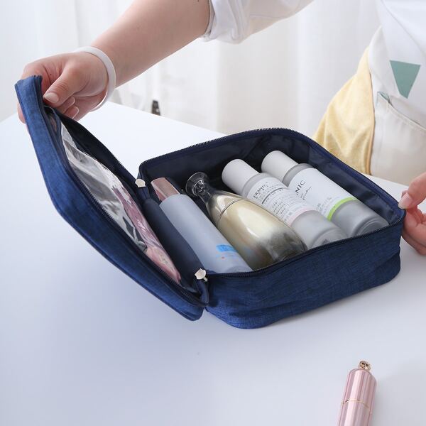 

1pc Large Travel Toiletries Bag, Navy blue