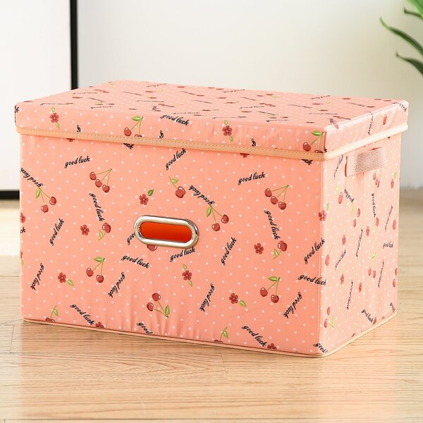 

Cherry Print Storage Box, Pink