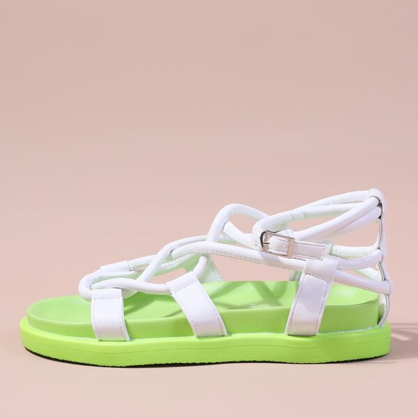 

Cross Strap Gladiator Sandals, Green