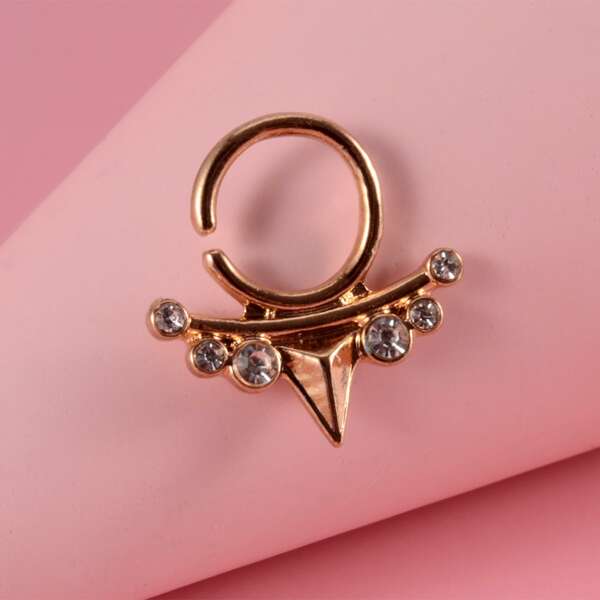 

Rhinestone Decor Nose Ring, Gold
