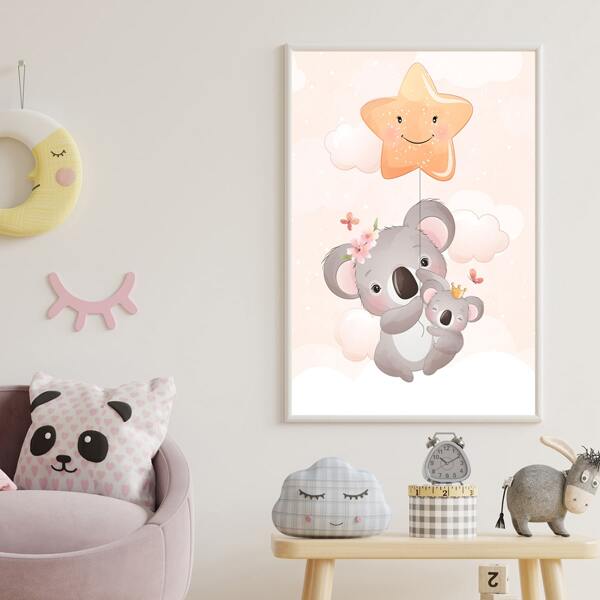 

1pc Kids Cartoon Raccoon Unframed Painting, Multicolor