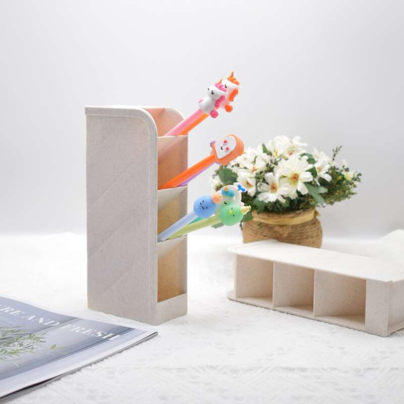 

1pc 4 Grid Pen Holder, Beige