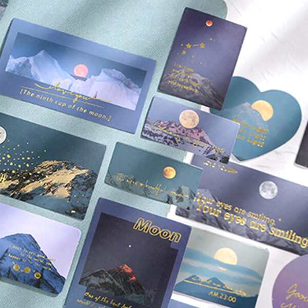 

40pcs Moon Print Sticker, Multicolor