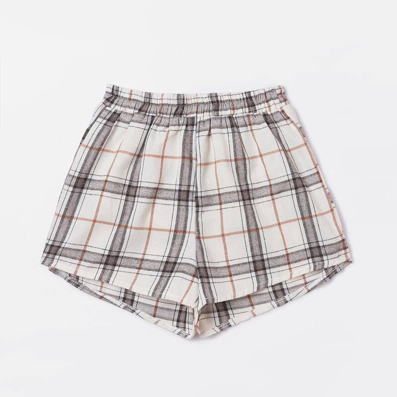 

Plaid Elastic Waist Shorts, Multicolor