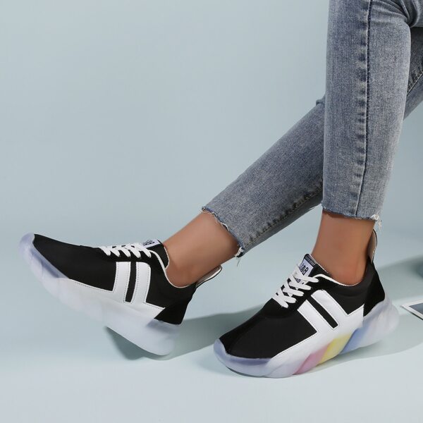 

Two Tone Lace-up Front Sneakers, Black