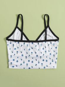 SHEIN Privé Ditsy Floral Crop Cami Top - Blue and White - View 2