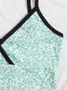 SHEIN Privé Leopard Crop Cami Top - Mint Green - View 4