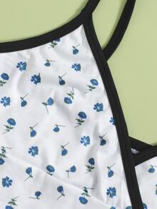 SHEIN Privé Ditsy Floral Crop Cami Top - Blue and White - View 6