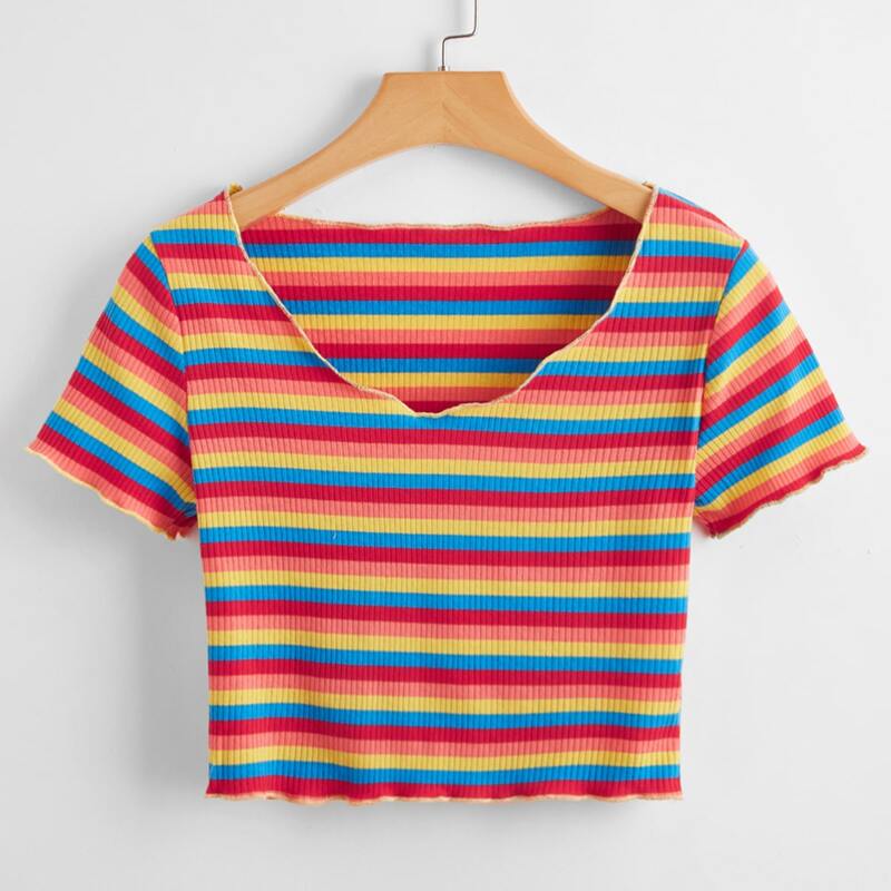 

Striped Ribbed Tee, Multicolor
