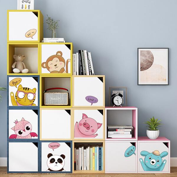 

6sheets Kids Cartoon Animal Wall Sticker, Multicolor