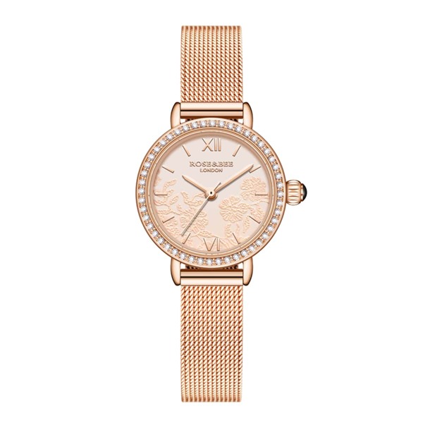 

Rhinestone Decor Flower Pattern Dial Quartz Watch