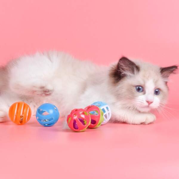 

6pcs Random Color Pet Chasing Bell Ball, Multicolor