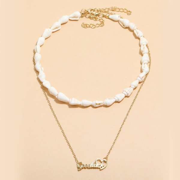 

2pcs Conch Decor Necklace, White