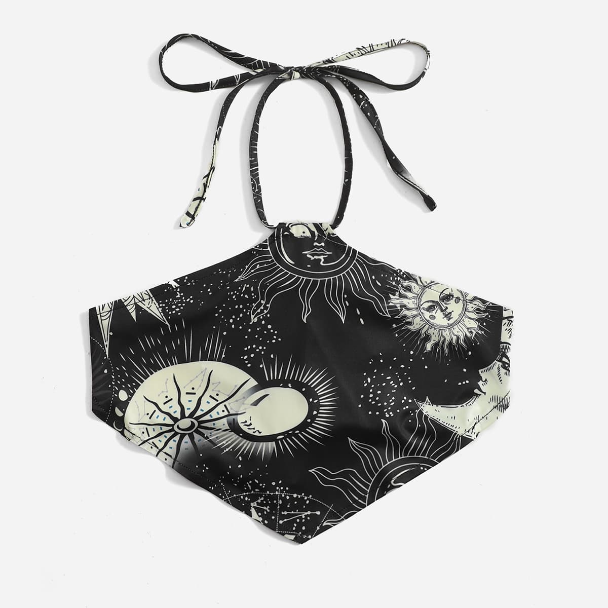 

Sun & Moon Graphic Tie Back Halter Top, Multicolor