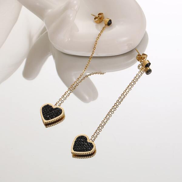 

Heart Drop Earrings, Gold