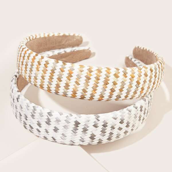 

2pcs Braided Design Headband, Multicolor