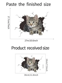 Kids Cat Pattern Wall Sticker, 3D Decorative Wall Decal For Kids Bedroom - Multicolor - View 2