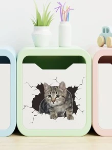 Kids Cat Pattern Wall Sticker, 3D Decorative Wall Decal For Kids Bedroom - Multicolor - View 3