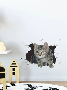 Kids Cat Pattern Wall Sticker, 3D Decorative Wall Decal For Kids Bedroom - Multicolor - View 5