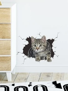 Kids Cat Pattern Wall Sticker, 3D Decorative Wall Decal For Kids Bedroom - Multicolor - View 6