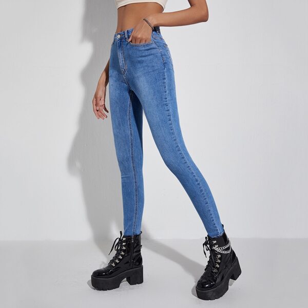 

High Waist Skinny Jeans, Medium wash
