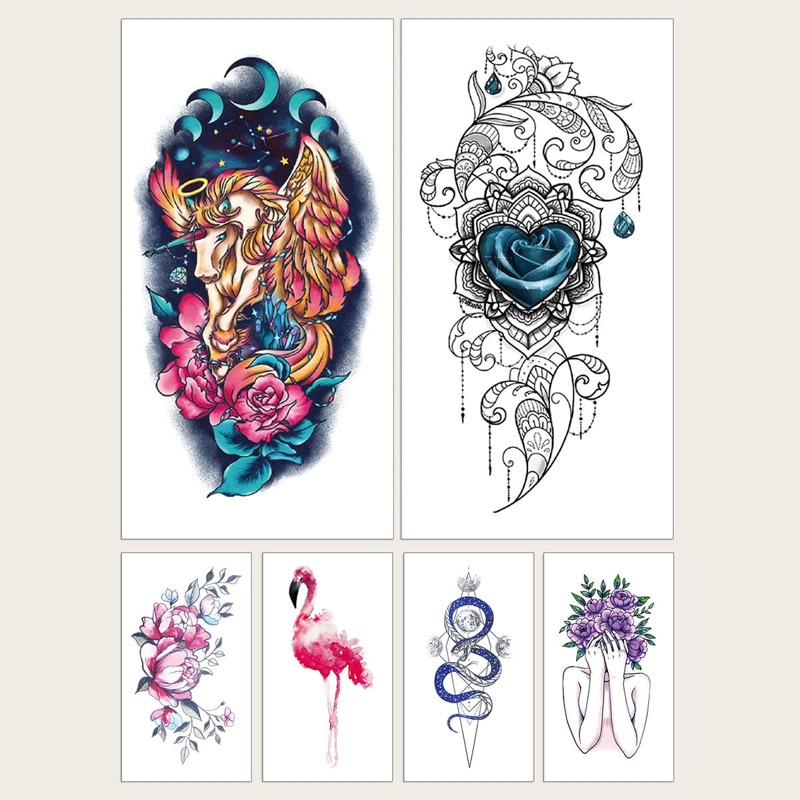 

6pcs Mix Pattern Tattoo Sticker, Multicolor