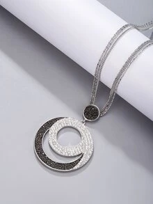 1pc Fashionable Elegant Zirconia Alloy Pendant Necklace - Silver - View 2
