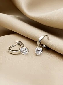 Hoa tai trang trí bằng đá khối Zirconia - Bạc - Xem 2