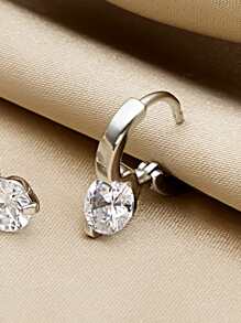 Hoa tai trang trí bằng đá khối Zirconia - Bạc - Xem 3