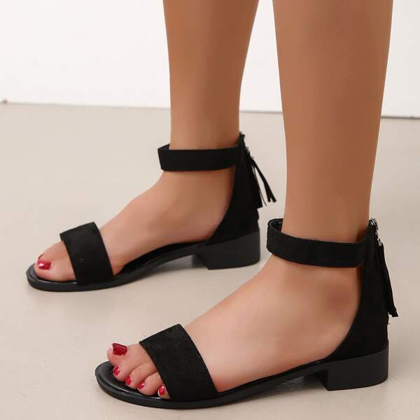 

Minimalist Ankle Strap Sandals, Black