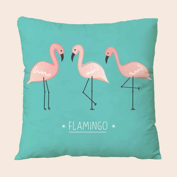 

Flamingo Painted Cushion Cover Without Filler, Multicolor