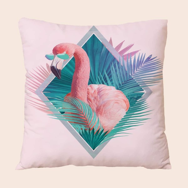 

Flamingo Painted Cushion Cover Without Filler, Multicolor