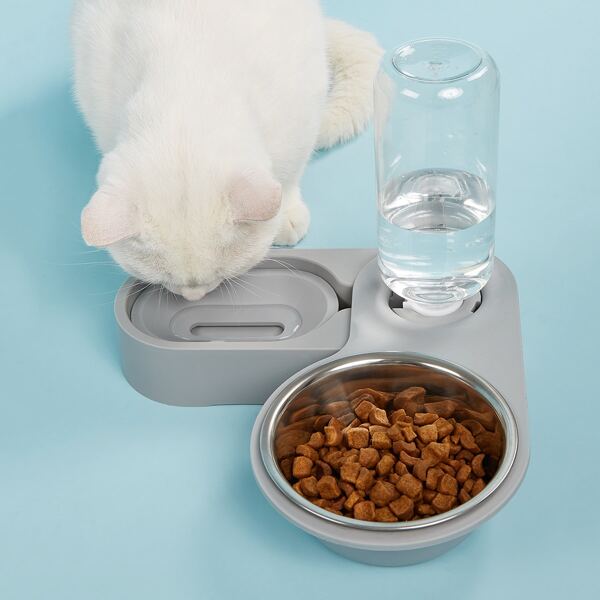 

1pc Multifunction Pet Water Bowl, Grey
