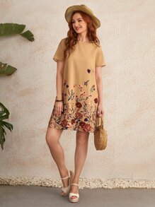 EMERY ROSE Vestido Túnica Con Estampado Floral