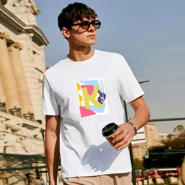 

Men Letter Graphic Tee, White