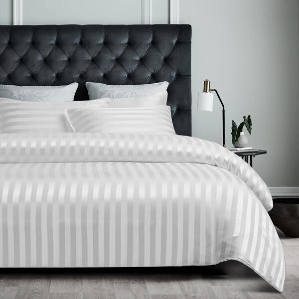 

Striped Duvet Cover Set Without Filler, White
