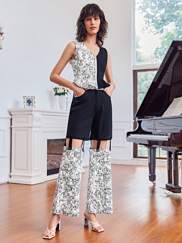 Gabriella Mavri 鏤空細節抽象印花長褲