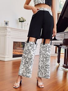 Gabriella Mavri 鏤空細節抽象印花長褲 - 黑與白 - 查看 5