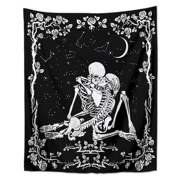 

Skeleton Lover Pattern Tapestry, Black and white