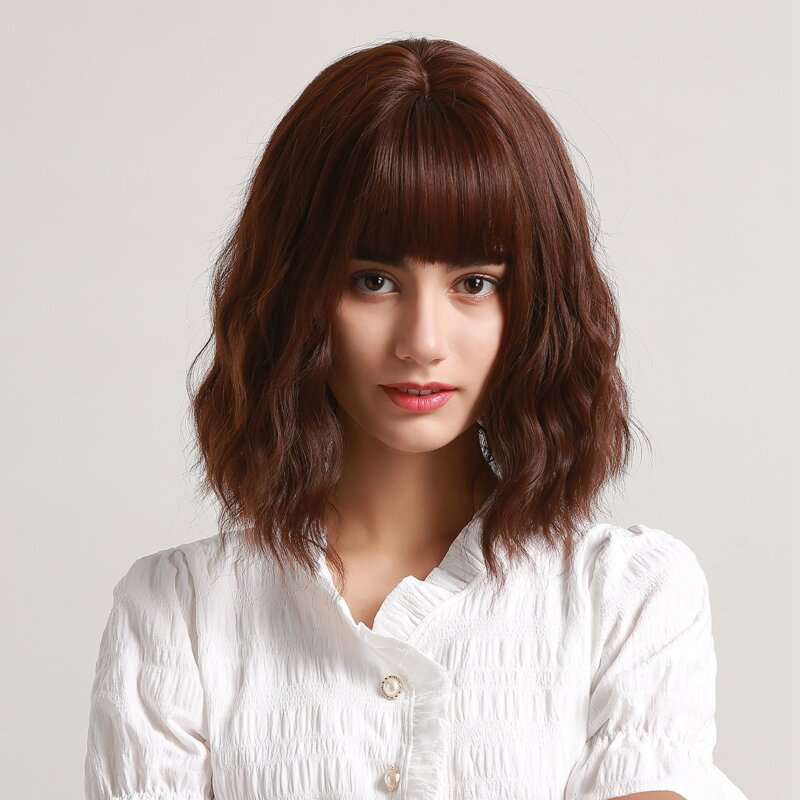 

Nature Curly Wig With Bangs, Brown