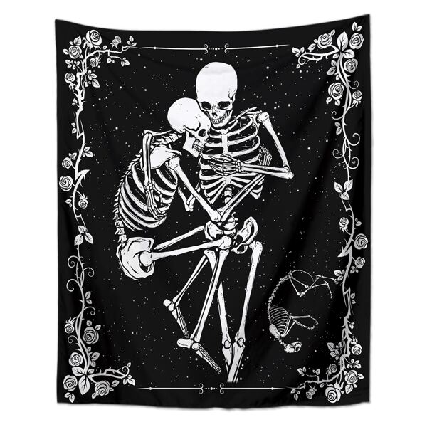 

Skeleton Pattern Tapestry, Black and white
