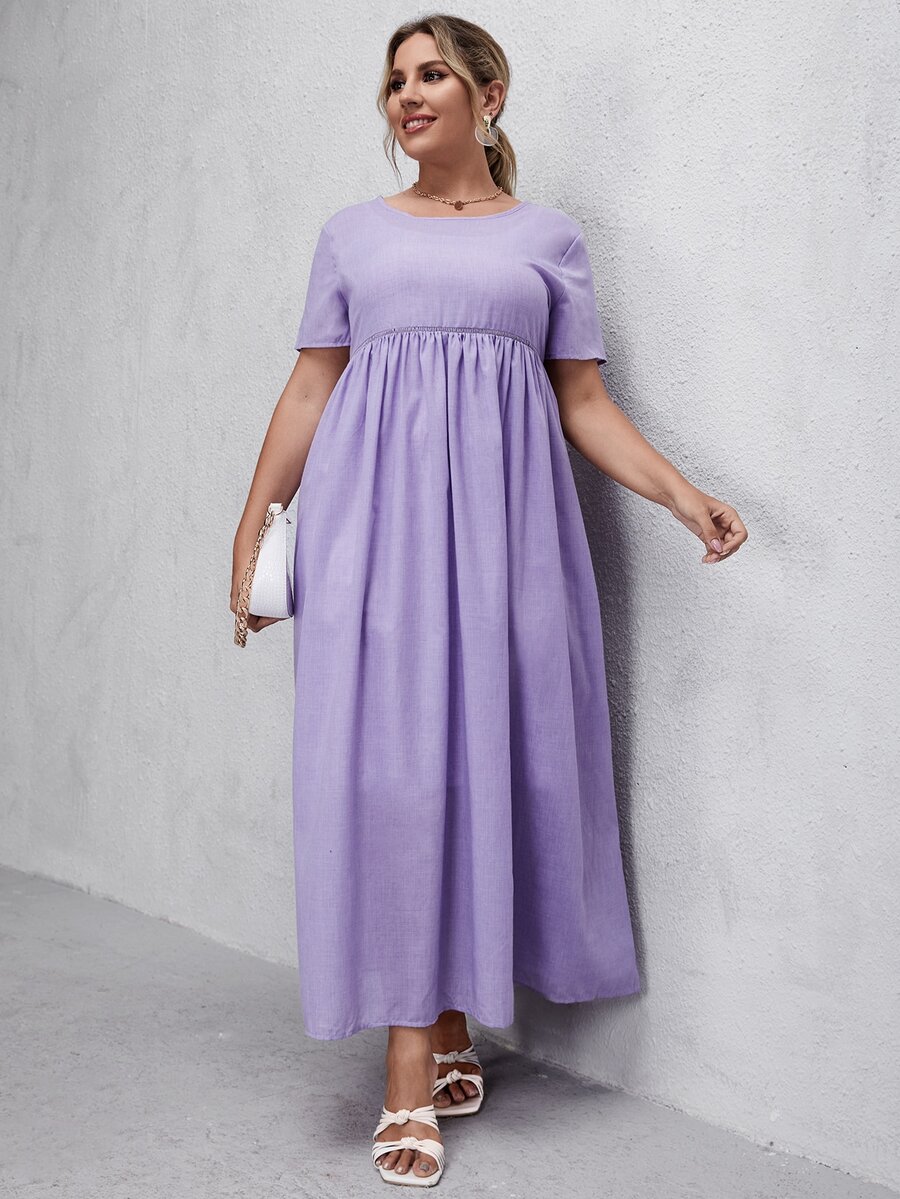 SHEIN Vestido smock unicolor - Lila Púrpura - Ver 1