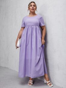 SHEIN Vestido smock unicolor - Lila Púrpura - Ver 2