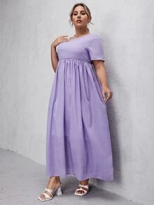 SHEIN Vestido smock unicolor - Lila Púrpura - Ver 5