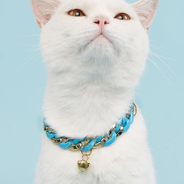 

Bell Decor Pet Chain Necklace, Blue