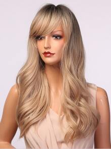 Nature Long Curly Wig With Bangs - Gold - View 1