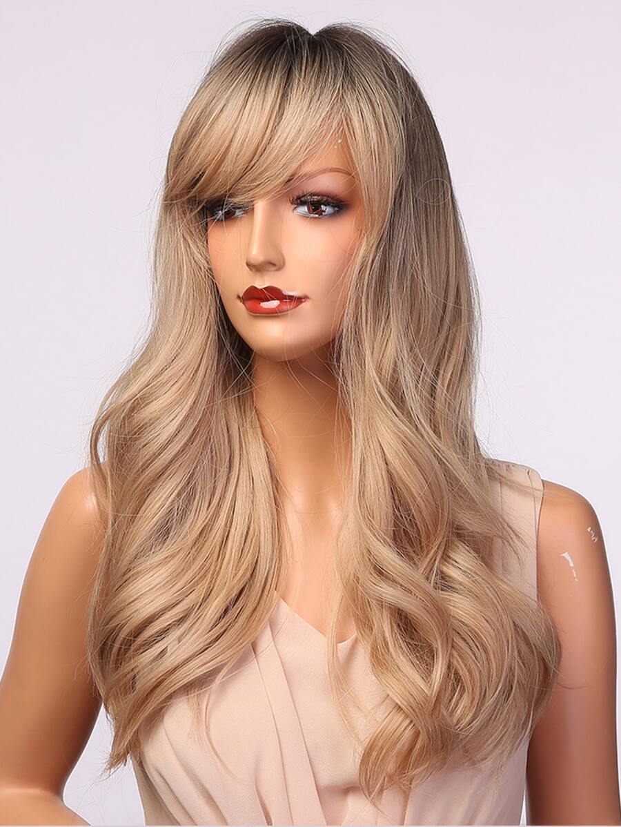 Nature Long Curly Wig With Bangs - Gold - View 1